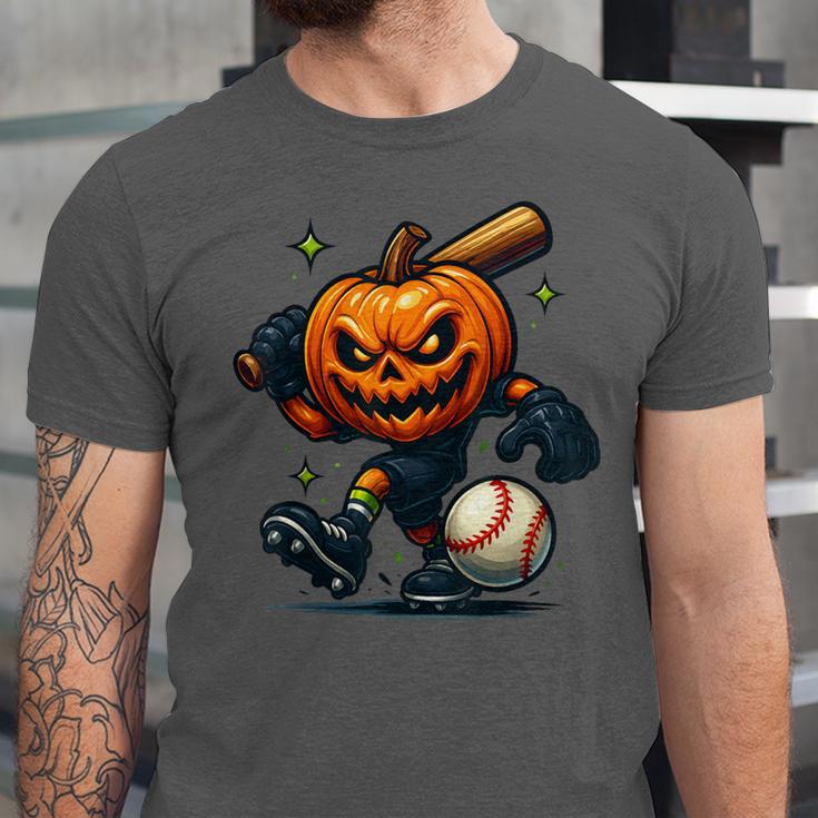 Spooky Halloween Scary Pumpkin Baseball Player Witchy Vibes Unisex Jersey T-Shirt Spooky Halloween Scary Pumpkin Baseball Player Witchy Vibes Unisex Jersey T-Shirt