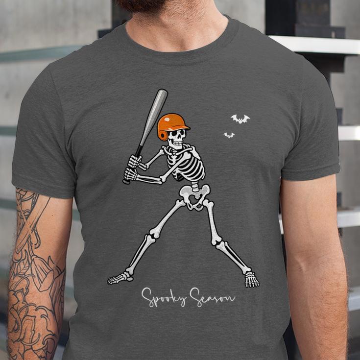 Spooky Season Skeleton Baseball Player Halloween Batter Unisex Jersey T-Shirt
