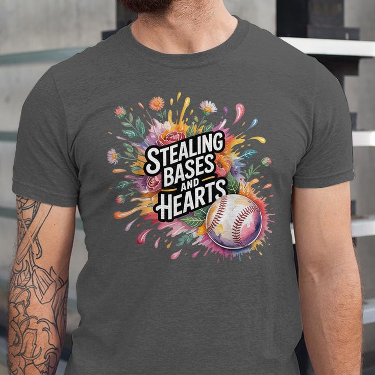 Stealing Bases And Hearts Baseball Puns Sports Unisex Jersey T-Shirt Stealing Bases And Hearts Baseball Puns Sports Unisex Jersey T-Shirt