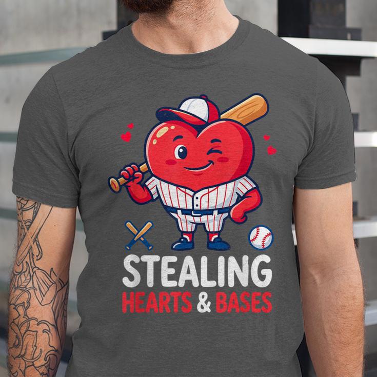 Stealing Hearts And Bases Baseball Player Valentine's Day Unisex Jersey T-Shirt