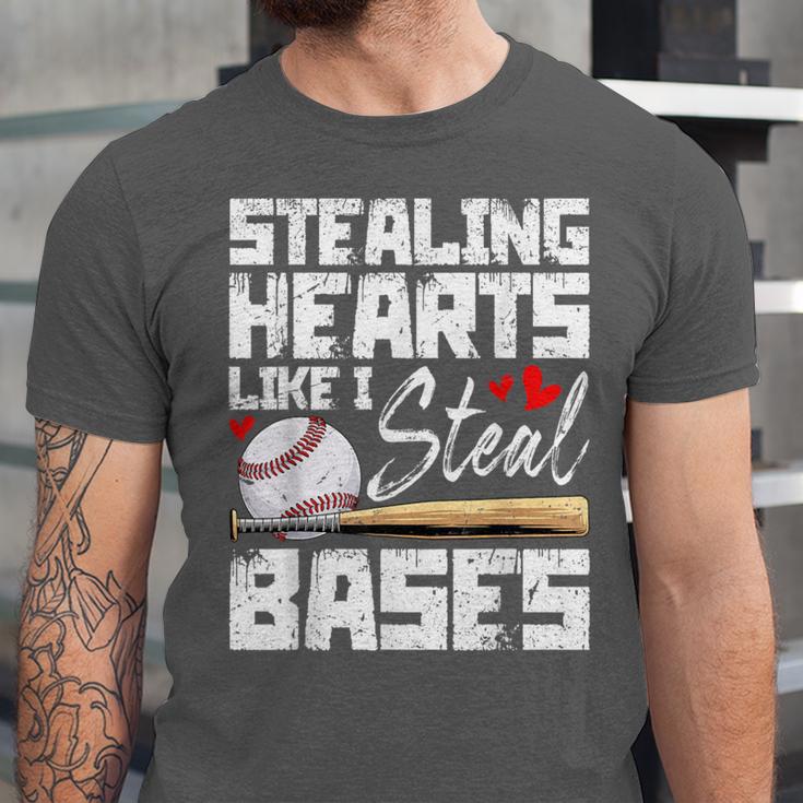 Stealing Hearts Like I Steal Bases Baseball Valentines Unisex Jersey T-Shirt