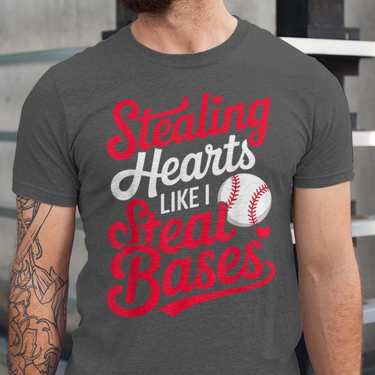 Stealing Hearts Like I Steal Bases Cute Baseball Boys Unisex Jersey T-Shirt