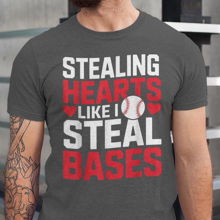 Stealing Hearts Like I Steal Bases Cute Baseball Kids Unisex Jersey T-Shirt