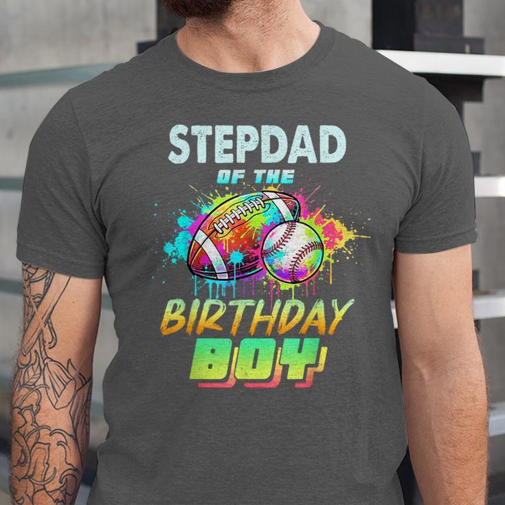Stepdad Of The Birthday Boy Baseball Football Colorful Unisex Jersey T-Shirt