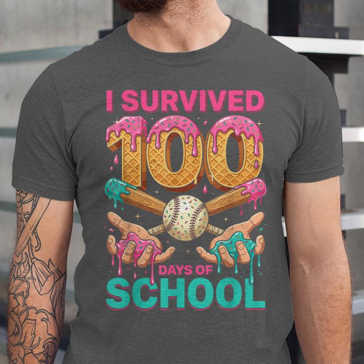 I Survived 100 Days Of School Baseball Ice Cream Drip Unisex Jersey T-Shirt I Survived 100 Days Of School Baseball Ice Cream Drip Unisex Jersey T-Shirt