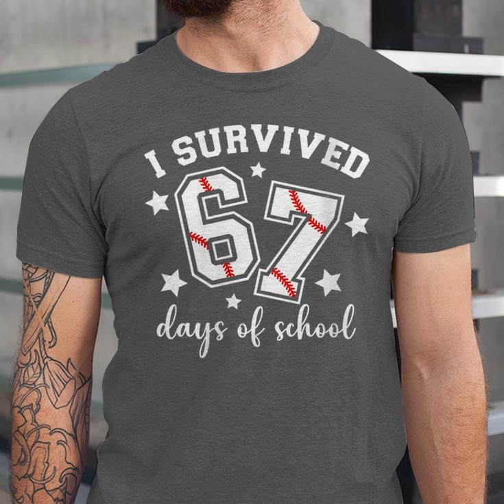 I Survived 67 Days Of School Baseball Six Seven Teacher Unisex Jersey T-Shirt I Survived 67 Days Of School Baseball Six Seven Teacher Unisex Jersey T-Shirt