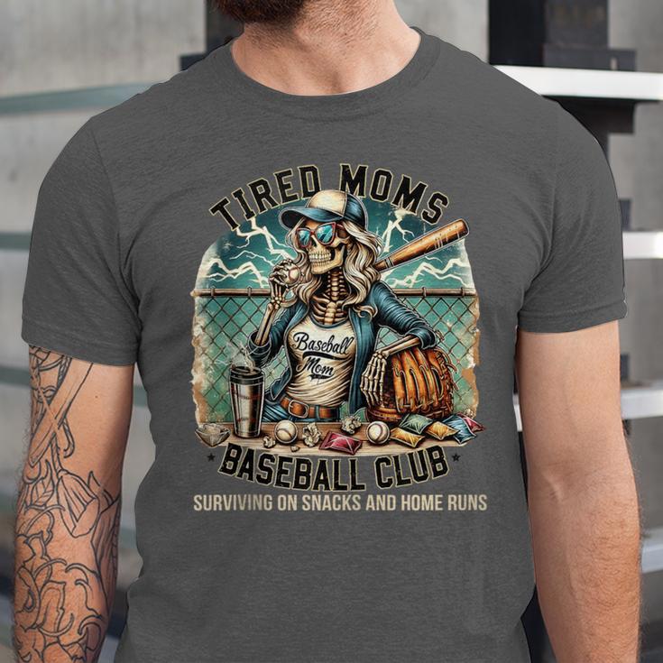 Tired Mom's Baseball Club Surviving On Snacks And Home Runs Unisex Jersey T-Shirt Tired Mom's Baseball Club Surviving On Snacks And Home Runs Unisex Jersey T-Shirt