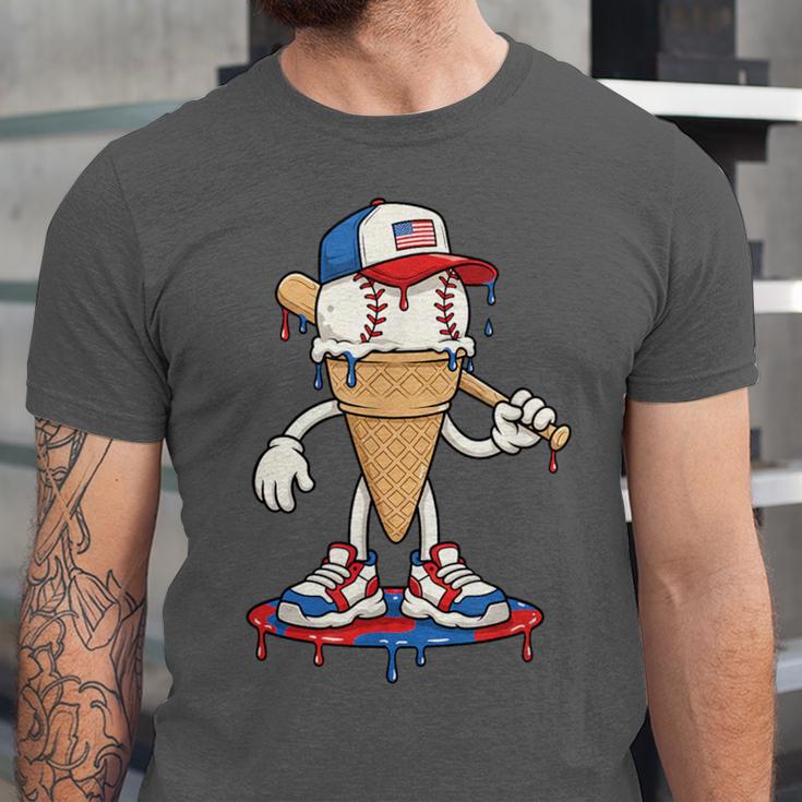 USA Patriotic Baseball Ice Cream Cone Freedom Unisex Jersey T-Shirt USA Patriotic Baseball Ice Cream Cone Freedom Unisex Jersey T-Shirt