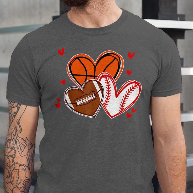 Valentines Baseball Basketball Football Heart Boy Men Unisex Jersey T-Shirt Valentines Baseball Basketball Football Heart Boy Men Unisex Jersey T-Shirt