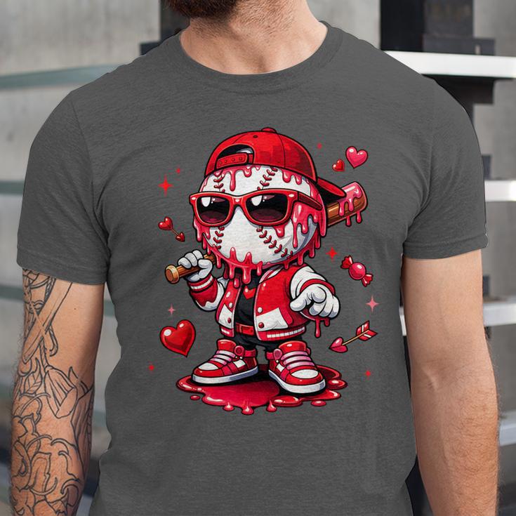 Valentines Day Baseball Drip Ice Cream For Boys Kids Teens Unisex Jersey T-Shirt