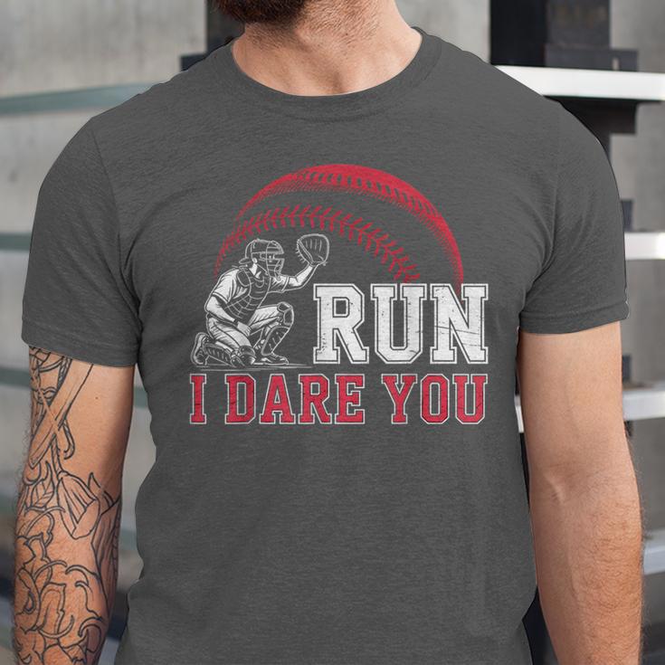 Vintage Humor Baseball Apparel Run I Dare You Unisex Jersey T-Shirt