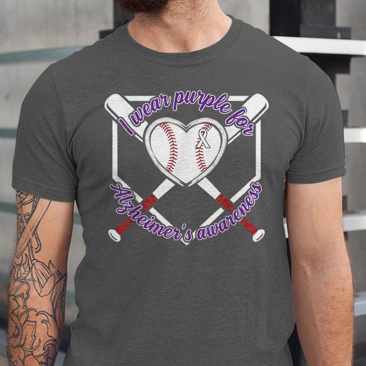 I Wear Purple For Alzheimers Awareness Baseball Heart Ribbon Unisex Jersey T-Shirt I Wear Purple For Alzheimers Awareness Baseball Heart Ribbon Unisex Jersey T-Shirt