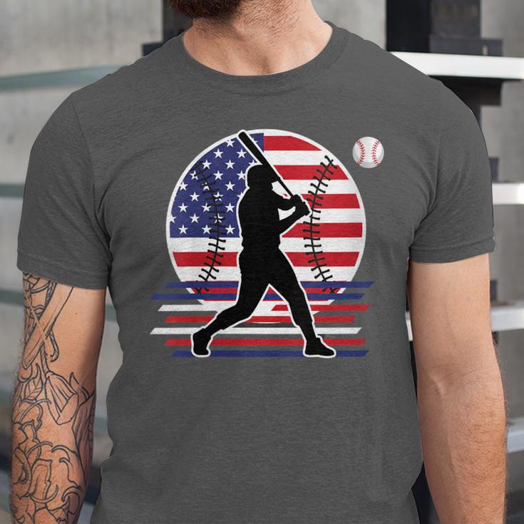Women's Batter Patriotic American Flag Baseball Silks Unisex Jersey T-Shirt Women's Batter Patriotic American Flag Baseball Silks Unisex Jersey T-Shirt