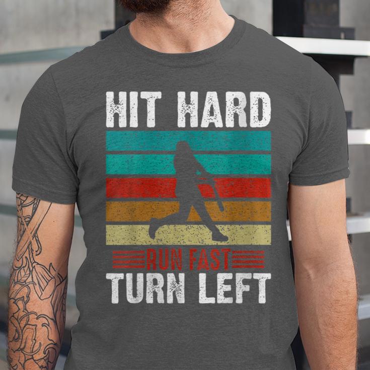 Women's Retro Hit Hard Run Fast Turn Left Baseball Lover Unisex Jersey T-Shirt Women's Retro Hit Hard Run Fast Turn Left Baseball Lover Unisex Jersey T-Shirt