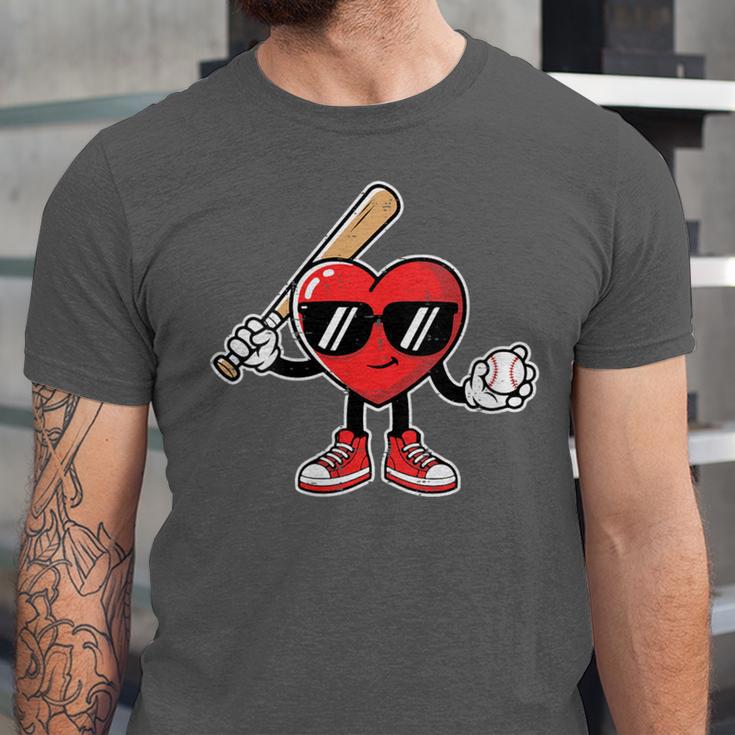 Women's Valentines Day Heart Baseball Player Sports Boys Kids Men Unisex Jersey T-Shirt