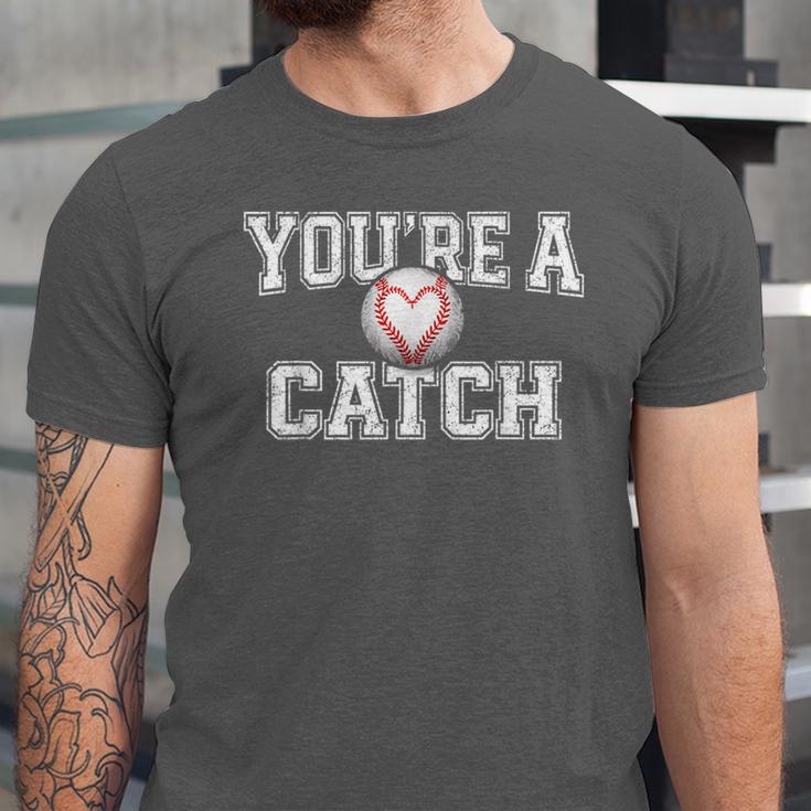 You'Re A Catch Baseball Pun Heart Kids Boys Valentines Unisex Jersey T-Shirt