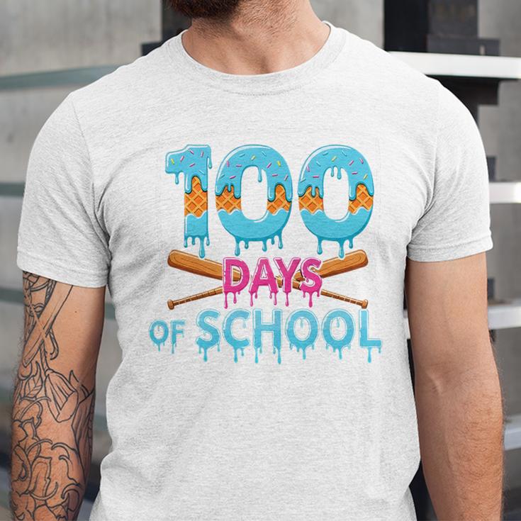 100 Days Of School Drip Ice Cream Baseball For Teacher Kids Premium Tri-Blend Unisex Jersey T-Shirt