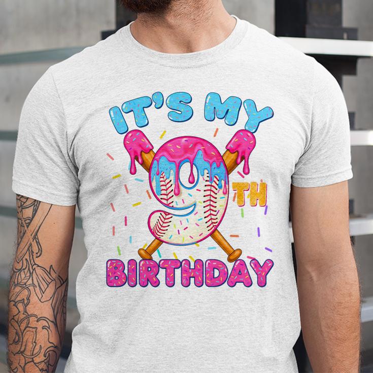 9th Birthday Baseball 9 Year Old Ice Cream Drip Boy Baseball Premium Tri-Blend Unisex Jersey T-Shirt