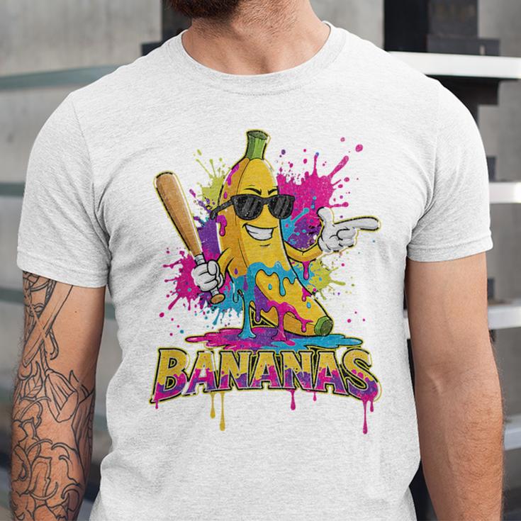 Baseball Banana Splatter Sports Kids Teens Premium Tri-Blend Unisex Jersey T-Shirt