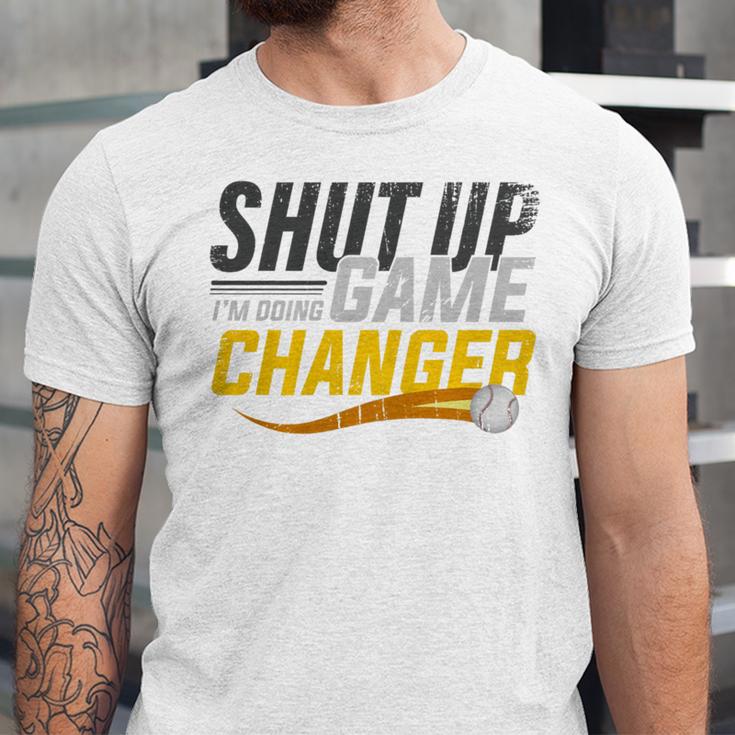 Baseball Fan Shut Up I'm Doing Game Changer Premium Tri-Blend Unisex Jersey T-Shirt Baseball Fan Shut Up I'm Doing Game Changer Premium Tri-Blend Unisex Jersey T-Shirt