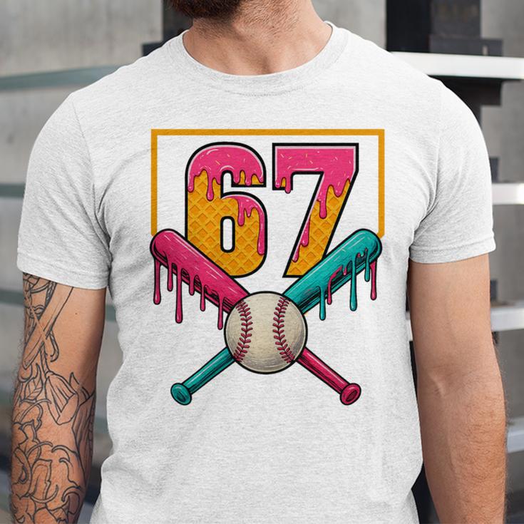 Baseball Ice Cream Drip Number 67 Player 67th Birthday Premium Tri-Blend Unisex Jersey T-Shirt Baseball Ice Cream Drip Number 67 Player 67th Birthday Premium Tri-Blend Unisex Jersey T-Shirt