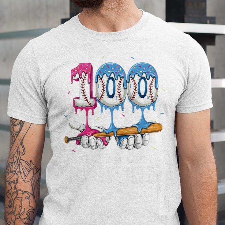 Baseball Player 100 Days Of School Sports Ice Cream Drip Premium Tri-Blend Unisex Jersey T-Shirt