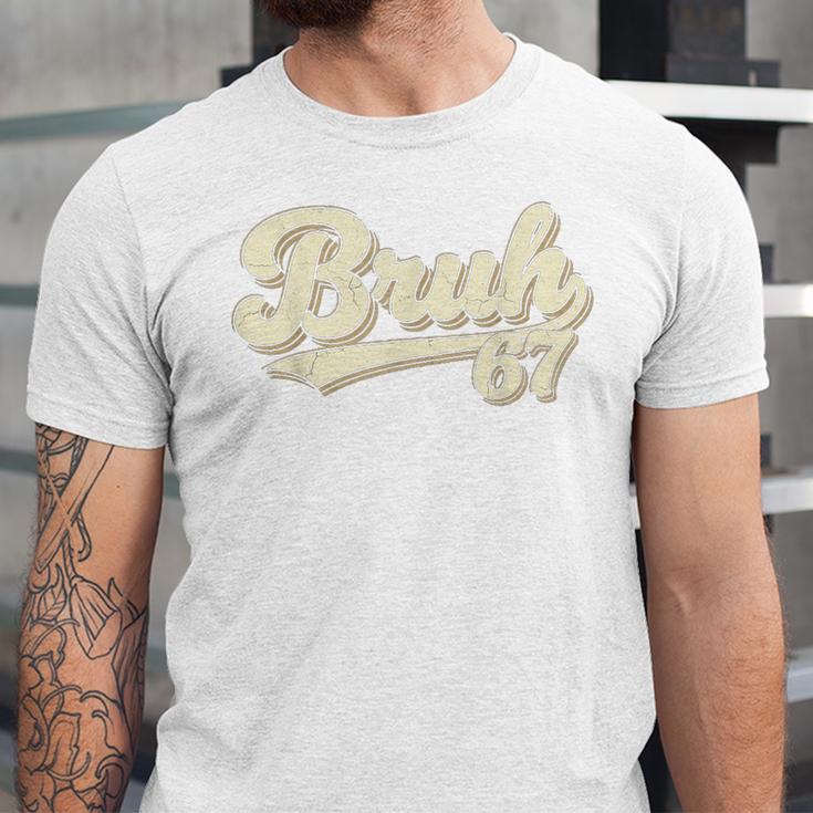 Bruh 67 Baseball Style Meme Slang Sports Number Graphic Unisex Jersey T-Shirt Bruh 67 Baseball Style Meme Slang Sports Number Graphic Unisex Jersey T-Shirt