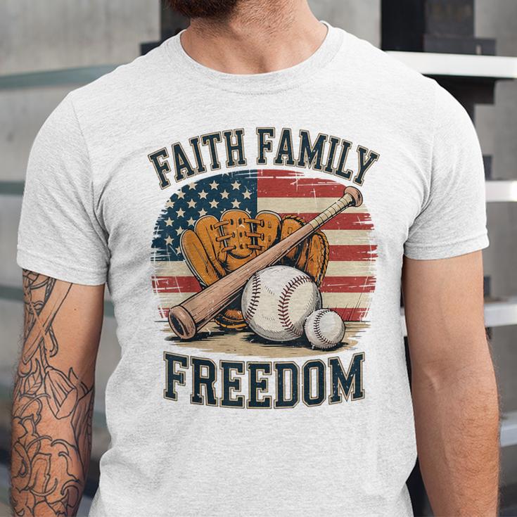 Faith Family Freedom Patriotic Christian Baseball Game Day Unisex Jersey T-Shirt