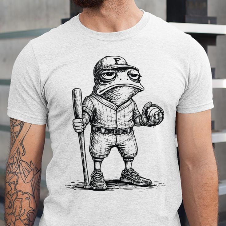 Frog Basketbal Men Women Grumpy Frog Playing Baseball Unisex Jersey T-Shirt Frog Basketbal Men Women Grumpy Frog Playing Baseball Unisex Jersey T-Shirt