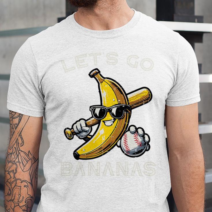 Lets Go Bananas Baseball Retro Sports Boys Kids Men Youth Premium Tri-Blend Unisex Jersey T-Shirt