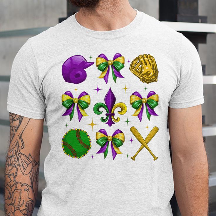 Mardi Gras Baseball Coquette Bow Fat Tuesday Parade Girls Unisex Jersey T-Shirt Mardi Gras Baseball Coquette Bow Fat Tuesday Parade Girls Unisex Jersey T-Shirt