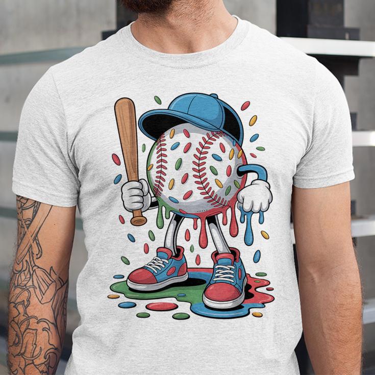 Melting Slime Sprinkle Baseball Mascot With Bat Unisex Jersey T-Shirt