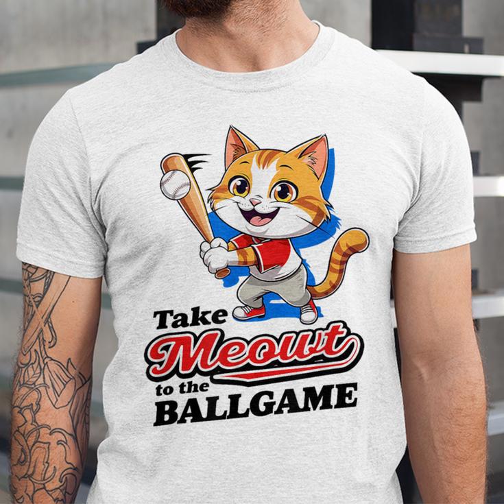Take Meowt To The Ball Game Tee Slugger Cat Baseball Unisex Jersey T-Shirt