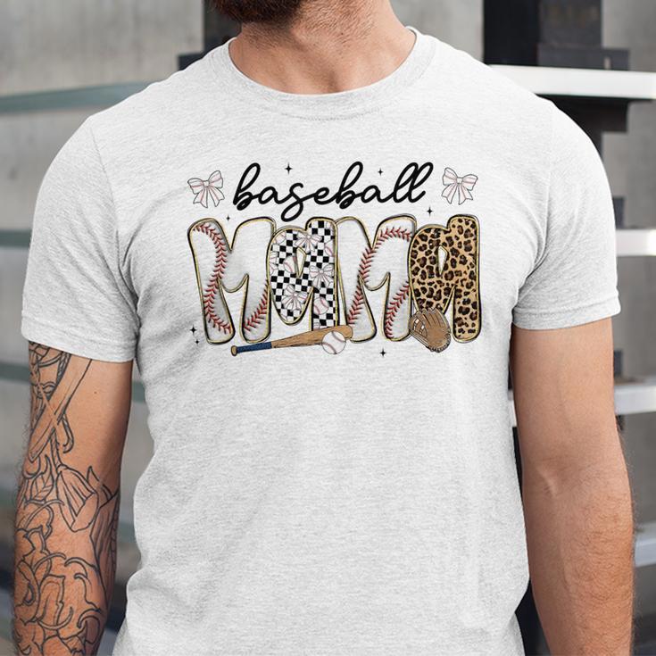 Preppy Baseball Mama Coquette Bow Game Day Mom Mother Unisex Jersey T-Shirt
