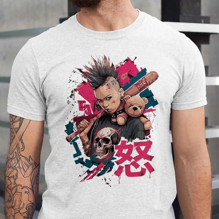 Punk Girl With Anger Kanji And Baseball Bat Unisex Jersey T-Shirt Punk Girl With Anger Kanji And Baseball Bat Unisex Jersey T-Shirt