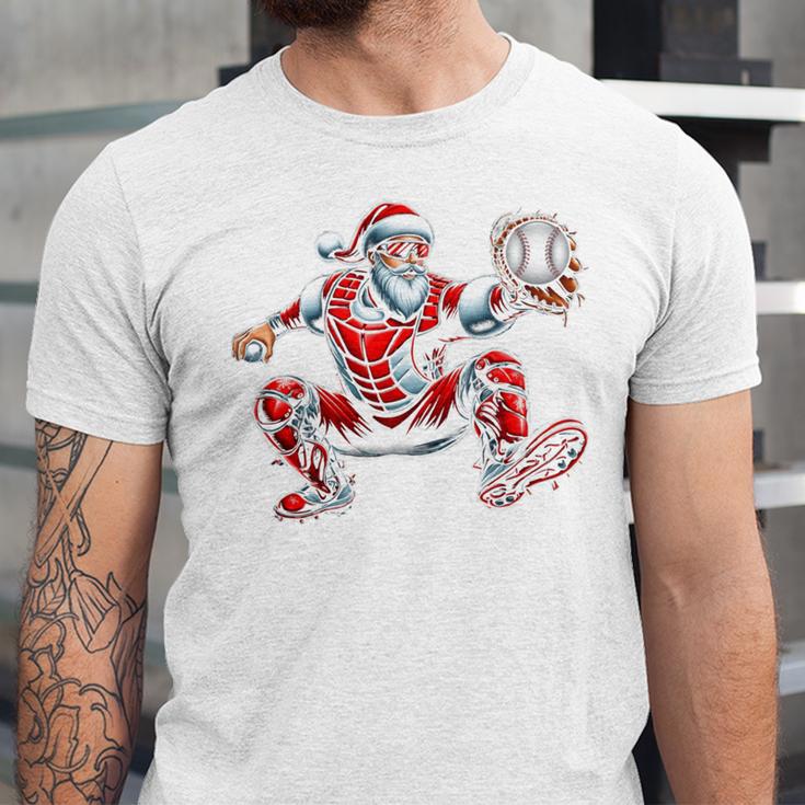 Santa Playing Baseball Catcher Merry Christmas Sport Player Unisex Jersey T-Shirt Santa Playing Baseball Catcher Merry Christmas Sport Player Unisex Jersey T-Shirt