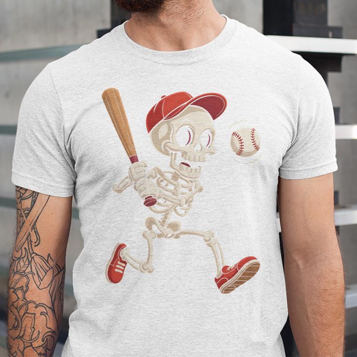Skeleton Batting Baseball Halloween Boys Men Kids Unisex Jersey T-Shirt
