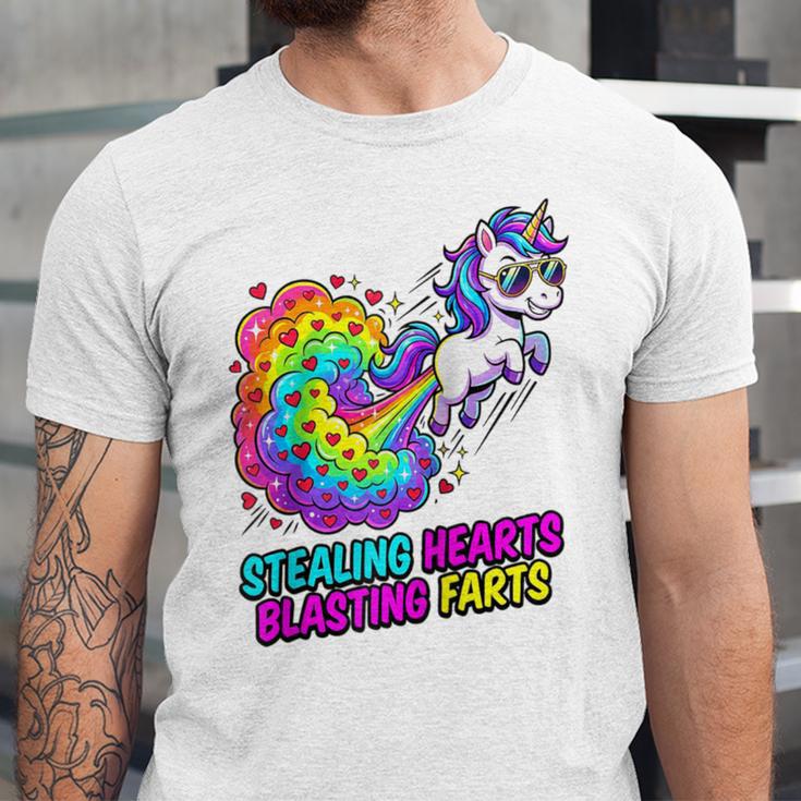 Unicorn Fart Valentine Stealing Hearts Blasting Farts Raglan Baseball Tee Unisex Jersey T-Shirt
