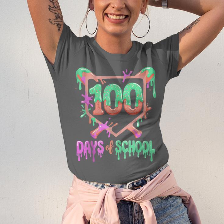100 Days Of School Baseball Ice Cream Drip 100th Day Player Unisex Jersey T-Shirt