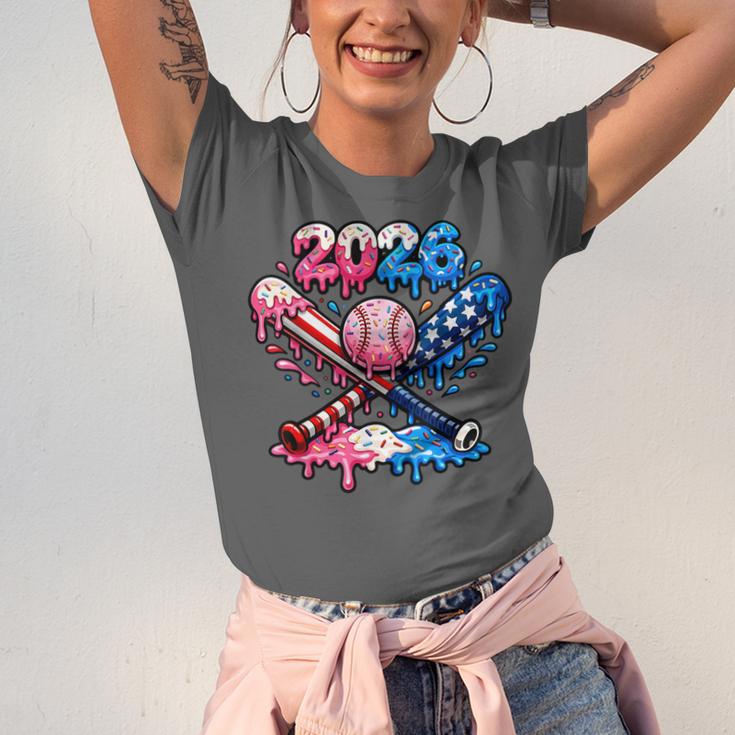 2026 American Flag Baseball Ice Cream Drip Bats Boys Unisex Jersey T-Shirt 2026 American Flag Baseball Ice Cream Drip Bats Boys Unisex Jersey T-Shirt