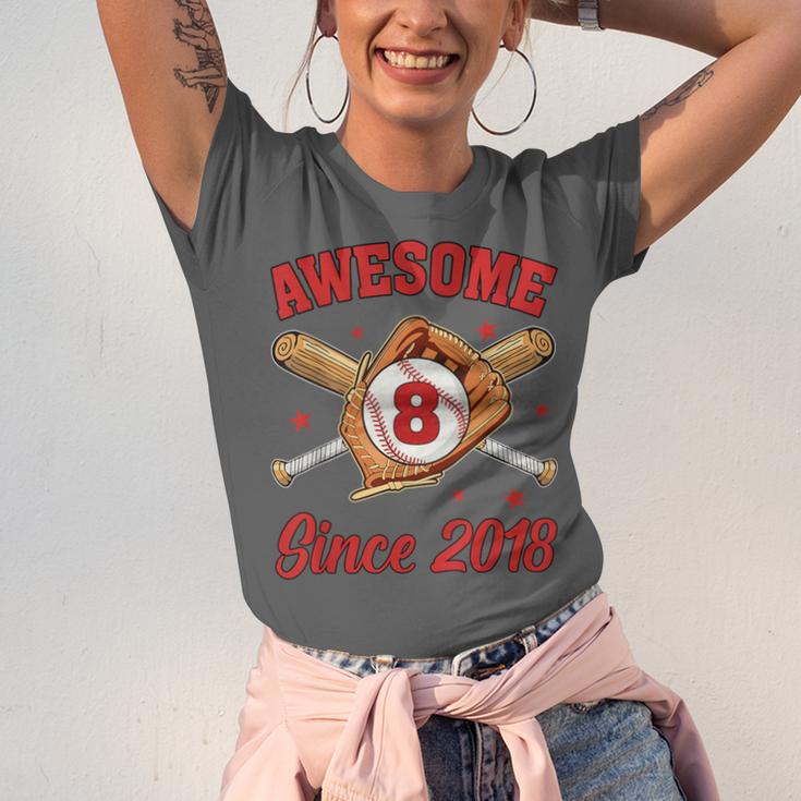 8 Year Old Boys Awesome Since 2018 Baseball Birthday Unisex Jersey T-Shirt