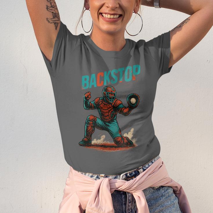 Backstop Catcher Baseball Graphic Unisex Jersey T-Shirt