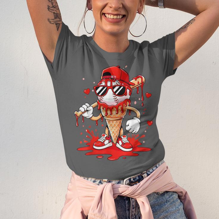 Baseball Drip Ice Cream Apparel Youth Boys Valentines Unisex Jersey T-Shirt