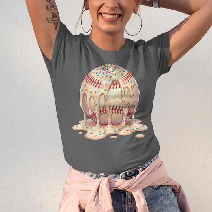 Baseball Drip Ice Cream Melting Illustration Unisex Jersey T-Shirt