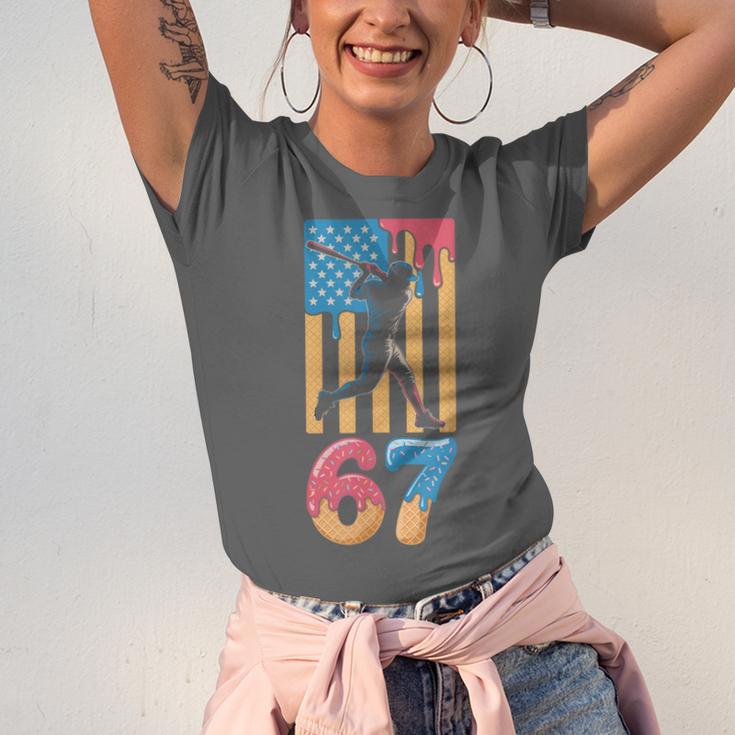 Baseball Drip USA Flag 67 Player 67th Birthday Ice Cream 67 Unisex Jersey T-Shirt Baseball Drip USA Flag 67 Player 67th Birthday Ice Cream 67 Unisex Jersey T-Shirt