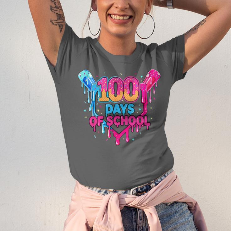 Baseball Ice Cream Drip 100 Days Of School Boys Girls 100th Unisex Jersey T-Shirt Baseball Ice Cream Drip 100 Days Of School Boys Girls 100th Unisex Jersey T-Shirt