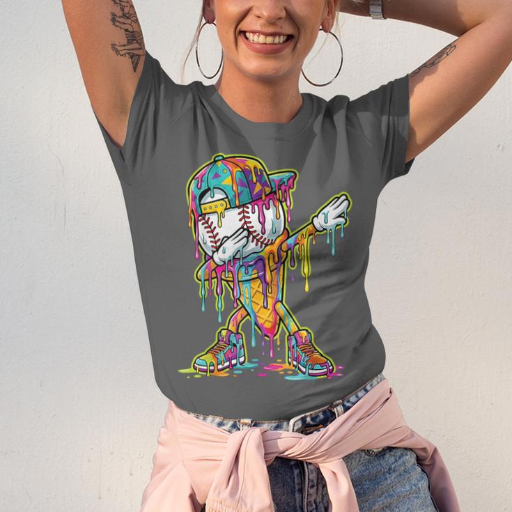 Baseball Ice Cream Dripping Dabbing Baseball Drip Unisex Jersey T-Shirt