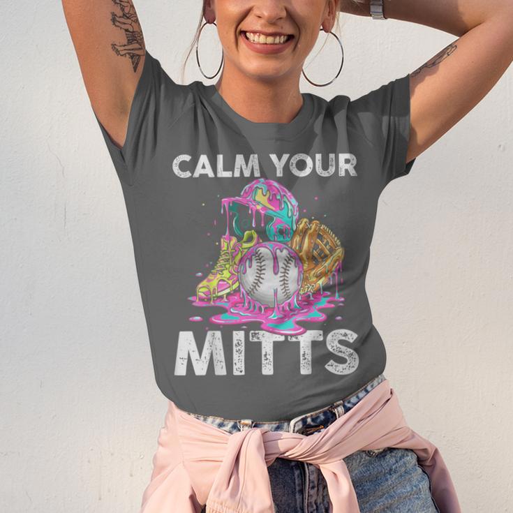 Calm Your Mitts Baseball Ice Cream Drip Crossed Bats Sport Unisex Jersey T-Shirt