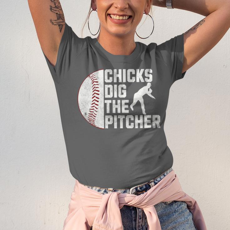 Chicks Dig The Pitcher Baseball Unisex Jersey T-Shirt Chicks Dig The Pitcher Baseball Unisex Jersey T-Shirt