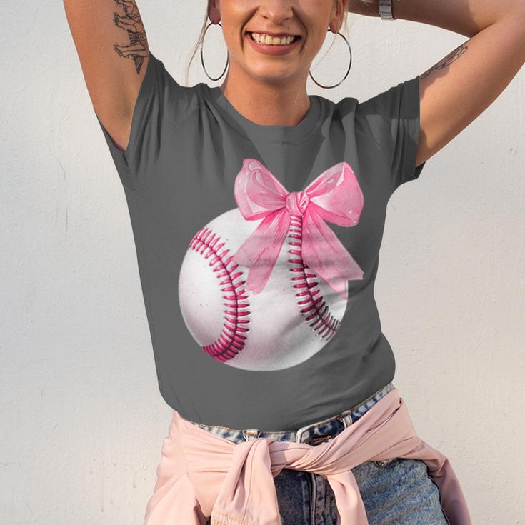 Cute Coquette Baseball Pink Bow Player & Fan Girls Unisex Jersey T-Shirt Cute Coquette Baseball Pink Bow Player & Fan Girls Unisex Jersey T-Shirt